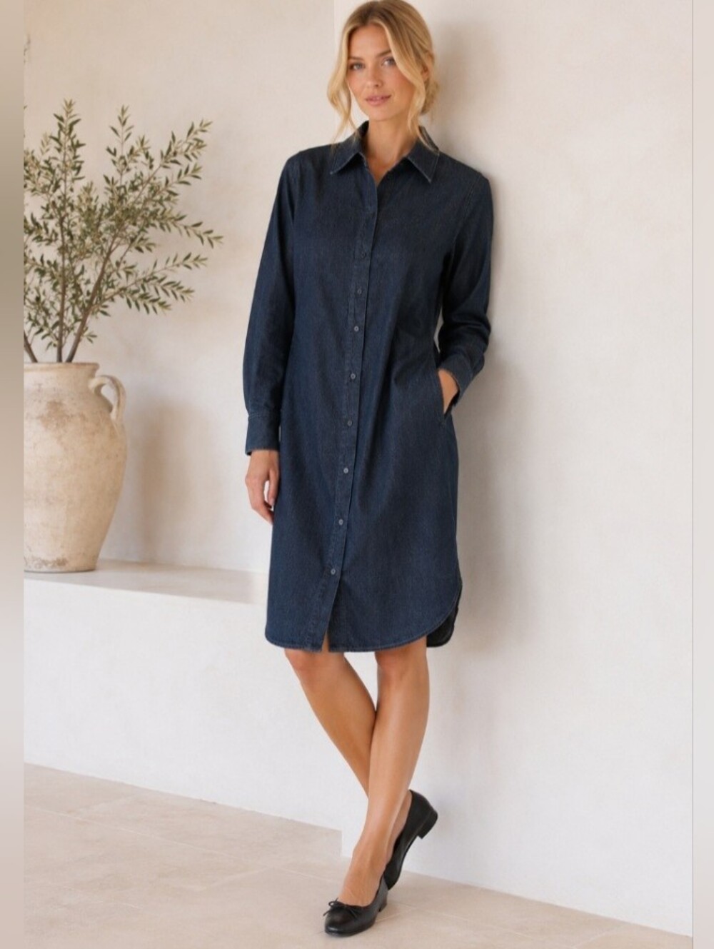 COS Denim Blue Shirt Dress Size 6 Minimalist